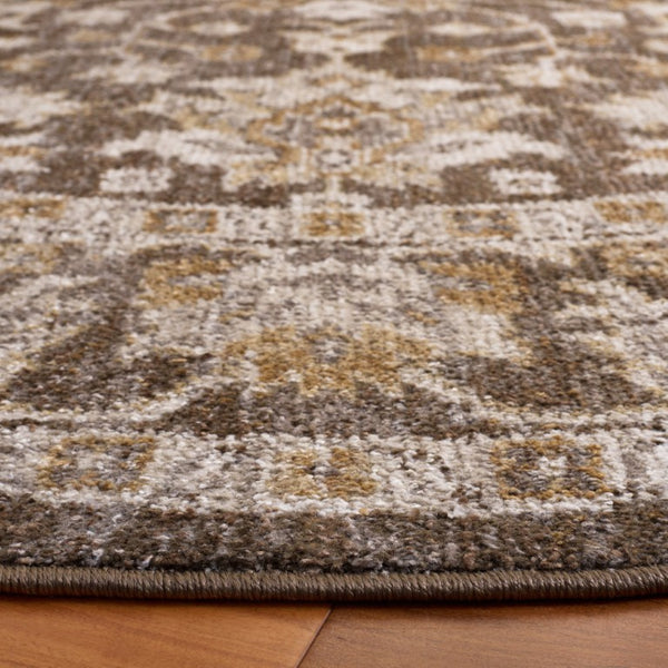 Safavieh Hazel Round Area Rug Power Loomed in Turkey Warm Brown Ivory Traditional Low Pile HZL510T-6R