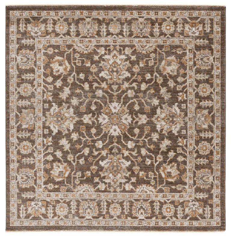 Safavieh Hazel Traditional Square Area Rug Power Loomed Turkey Brown Ivory Low Pile HZL510T-6SQ