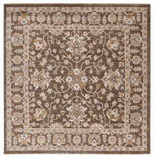Safavieh Hazel Traditional Square Area Rug Power Loomed Turkey Brown Ivory Low Pile HZL510T-6SQ