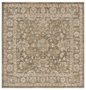Safavieh Hazel Turkish Power Loomed Square Rug in Earthy Green Beige for Living Dining Rooms HZL510Y-6SQ