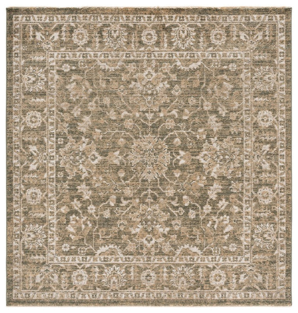 Safavieh Hazel Turkish Power Loomed Square Rug in Earthy Green Beige for Living Dining Rooms HZL510Y-6SQ