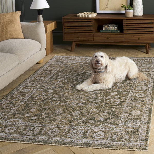 Safavieh Hazel Power Loomed Low Pile Area Rug in Earthy Tones for Living Room or Dining Space HZL510Y-6