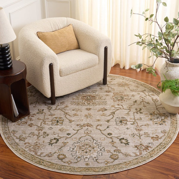 Safavieh Hazel Round Traditional Area Rug Power Loomed Neutral Ivory Beige for Living Rooms HZL512A-6R