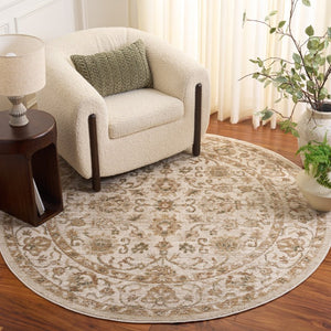 Safavieh Hazel Traditional Round Area Rug Ivory Beige Power Loomed Plush Neutral Living Room HZL514A-6R