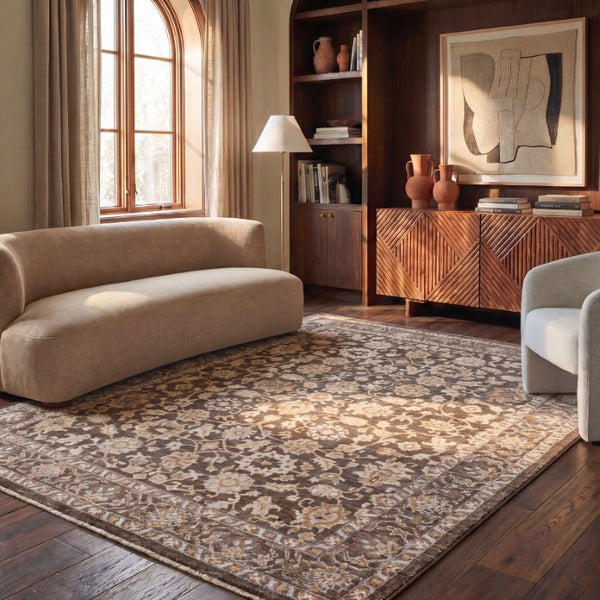 Safavieh Hazel Power Loomed Traditional Area Rug in Warm Neutral Tones for Living Dining Rooms HZL514T-10