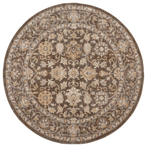 Safavieh Hazel Round Power Loomed Rug in Brown Ivory Traditional Low Pile Indoor Accent HZL514T-6R