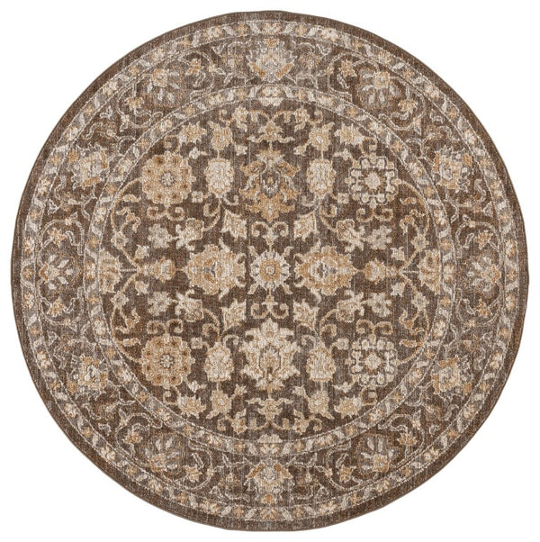 Safavieh Hazel Round Power Loomed Rug in Brown Ivory Traditional Low Pile Indoor Accent HZL514T-6R