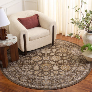 Safavieh Hazel Round Power Loomed Rug in Brown Ivory Traditional Low Pile Indoor Accent HZL514T-6R