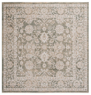 Safavieh Hazel Vintage Inspired Fringe Area Rug in Ivory Beige with Mossy Green Motifs Green / Beige 10'-0" x 10'-0" Square HZL514Y-10SQ