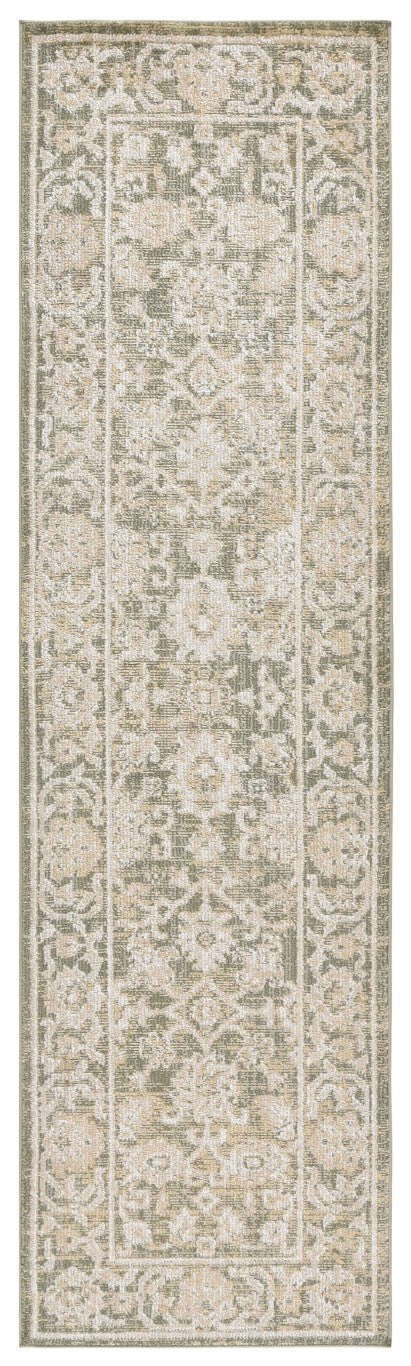 Safavieh Hazel Power-Loomed Runner Rug Soft Poly Blend Entryway Hall Traditional Green Beige HZL514Y-213
