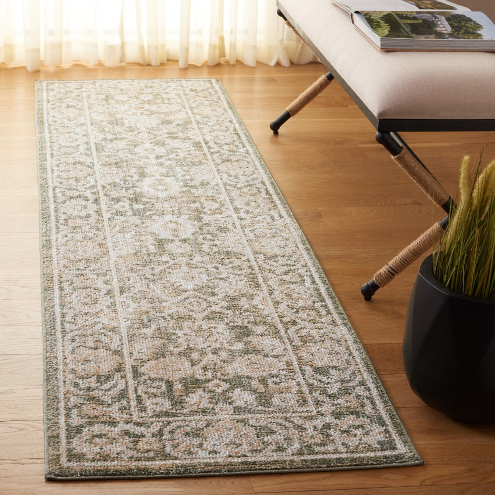 Safavieh Hazel Area Rug - Elegant Transitional Design, Power-loomed In Turkey, Soft Durable Composition, 3/8" Height Green ,Beige 50% Polyester,50% Polypropylene Hzl514y-9