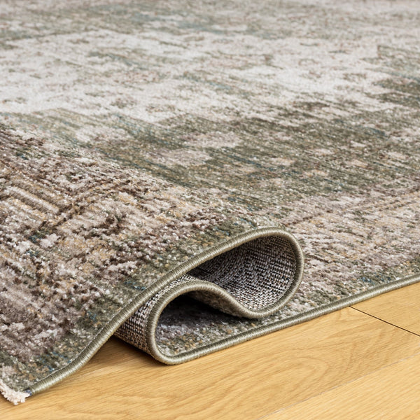 Safavieh Hazel Round Turkish Area Rug In Green Beige Traditional Motif, Low-Pile Power-Loomed, Durable Elegance 6'-0" x 6'-0" HZL518Y-6R