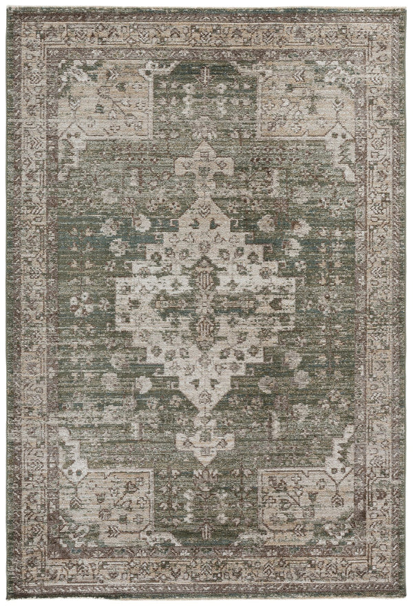 Safavieh Hazel Green And Beige Traditional Area Rug — Low-Profile Durable Power-Loomed Soft, Fade-Resistant Carpet 8'-0" x 10'-0" HZL518Y-8