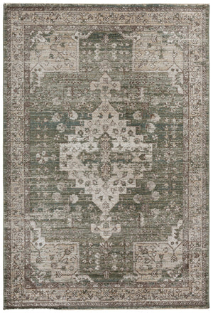 Safavieh Hazel Round Turkish Area Rug In Green Beige Traditional Motif, Low-Pile Power-Loomed, Durable Elegance 6'-0" x 6'-0" HZL518Y-6R