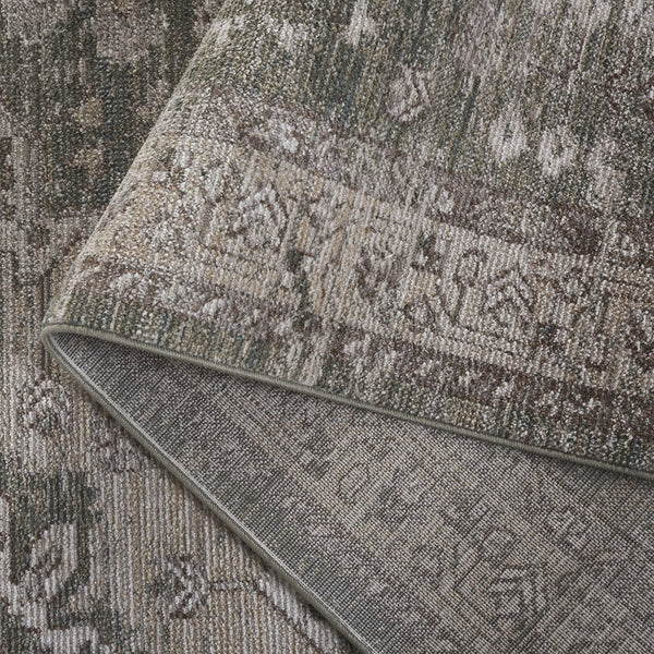 Safavieh Hazel Round Turkish Area Rug In Green Beige Traditional Motif, Low-Pile Power-Loomed, Durable Elegance 6'-0" x 6'-0" HZL518Y-6R