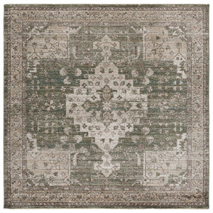 Safavieh Hazel Round Turkish Area Rug In Green Beige Traditional Motif, Low-Pile Power-Loomed, Durable Elegance 6'-0" x 6'-0" HZL518Y-6R