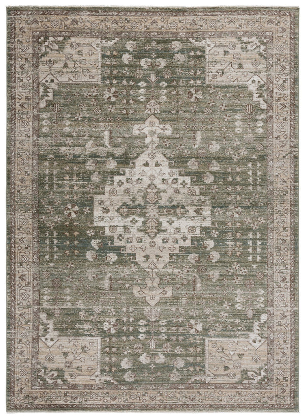 Safavieh Hazel Round Turkish Area Rug In Green Beige Traditional Motif, Low-Pile Power-Loomed, Durable Elegance 6'-0" x 6'-0" HZL518Y-6R