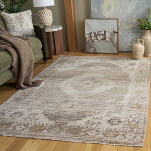 Safavieh Hazel Vintage-Inspired Beige & Ivory Area Rug — Durable Low-Pile Power-Loomed Turkey Weave Elegance 5'-3" x 7'-6" HZL520B-5376