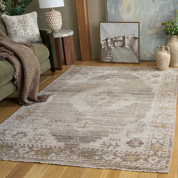 Safavieh Hazel Round Beige Ivory Rug — Power‑Loomed Turkish Low‑Pile Accent With Geometric Boho Texture 6'-0" x 6'-0" HZL520B-6R
