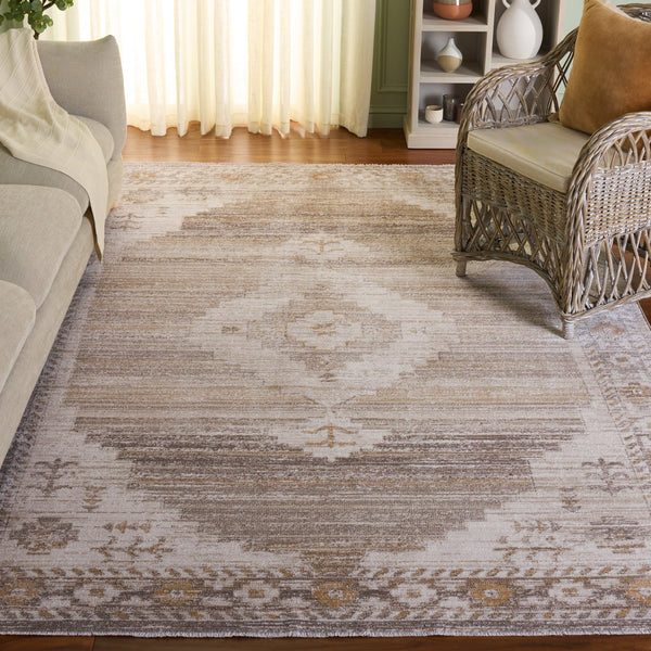 Safavieh Hazel Turkish Beige Ivory Area Rug — Low-Profile Durable Power-Loomed Geometric-Boho Accent Piece 4'-0" x 6'-0" HZL520B-4