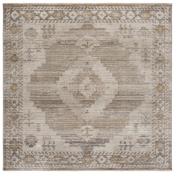Safavieh Hazel Timeless Beige & Ivory Power-Loomed Turkish Rug — Low Pile, Durable Stain-Resistant Charm 6'-0" x 6'-0" HZL520B-6SQ