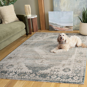 Safavieh Hazel Vintage-Inspired Blue & Beige Runner Rug — Low-Profile Durable Power-Loomed Hallway Accent 2'-2" x 8'-0" HZL520M-28