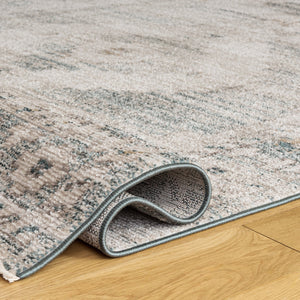 Safavieh Hazel Turkish Power-Loomed Area Rug In Calming Blue & Beige Geometric Boho Motifs, Durable Low Pile 5'-3" x 7'-6" HZL520M-5376