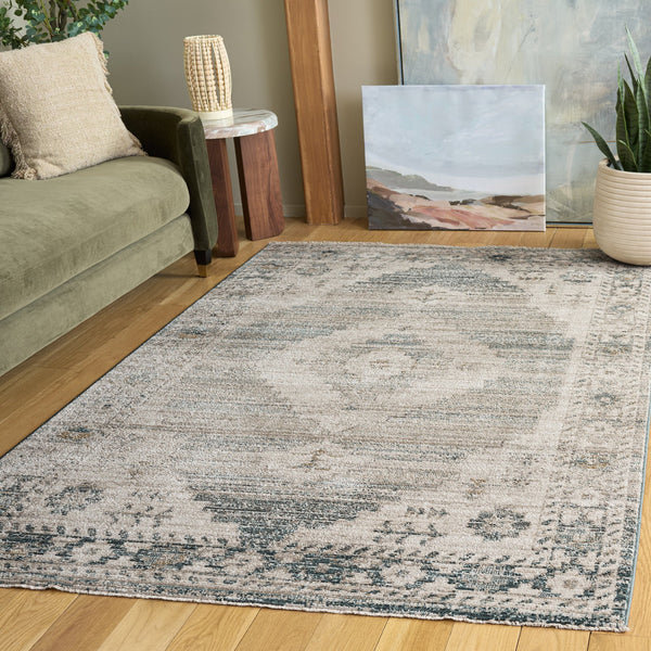 Safavieh Hazel Vintage-Inspired Blue & Beige Runner Rug — Low-Profile Durable Power-Loomed Hallway Accent 2'-2" x 8'-0" HZL520M-28