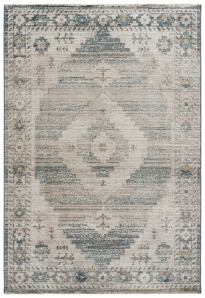 Safavieh Hazel Turkish Power-Loomed Area Rug In Calming Blue & Beige Geometric Boho Motifs, Durable Low Pile 5'-3" x 7'-6" HZL520M-5376