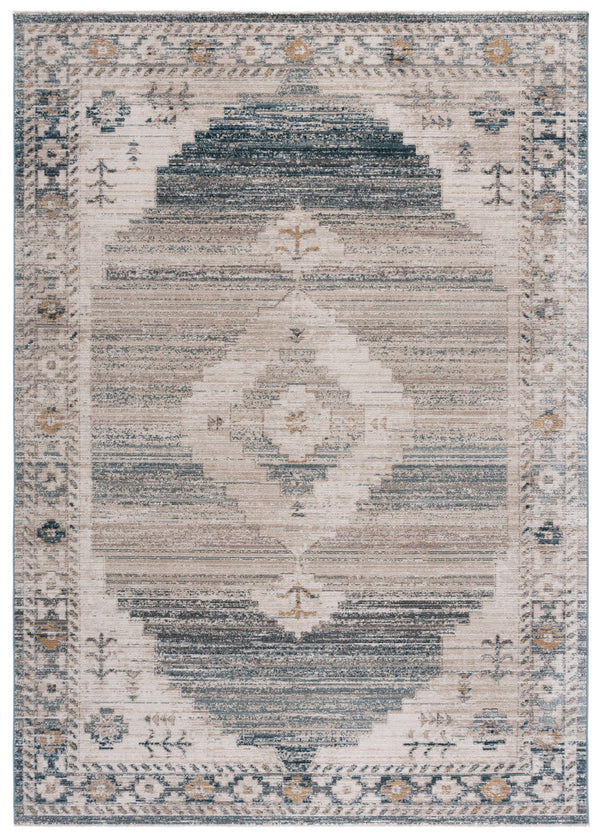 Safavieh Hazel Round Area Rug In Blue Beige — Power-Loomed Turkish Geometric Design, Low-Profile Durable Accent 6'-0" x 6'-0" HZL520M-6R