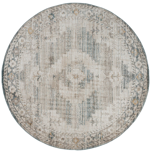 Safavieh Hazel Turkish Power-Loomed Area Rug In Calming Blue & Beige Geometric Boho Motifs, Durable Low Pile 5'-3" x 7'-6" HZL520M-5376