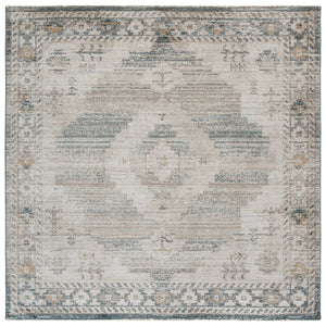 Safavieh Hazel Round Area Rug In Blue Beige — Power-Loomed Turkish Geometric Design, Low-Profile Durable Accent 6'-0" x 6'-0" HZL520M-6R