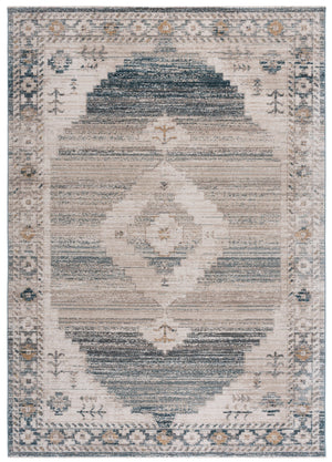 Safavieh Hazel Turkish Power-Loomed Area Rug In Calming Blue & Beige Geometric Boho Motifs, Durable Low Pile 5'-3" x 7'-6" HZL520M-5376