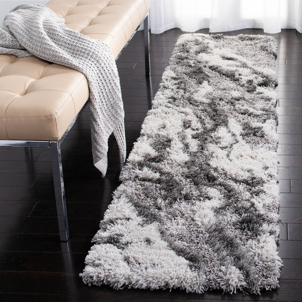 Safavieh Horizon Shag 890 Power Loomed Shag Rug IIX Grey / Ivory HZN890F-10SQ