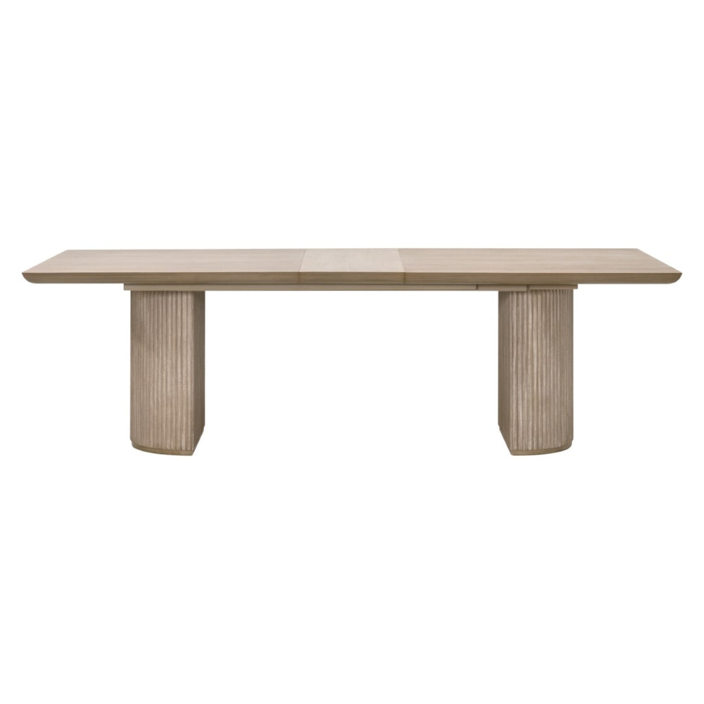 Essentials For Living Halloway Extension Dining Table - Modern Acacia Wood Design With Reeded Pedestal & Leaf For 8 Guests Natural Gray Acacia Solid Acacia Wood,Mdf,Plywood,Acacia Veneer 6037.Ng
