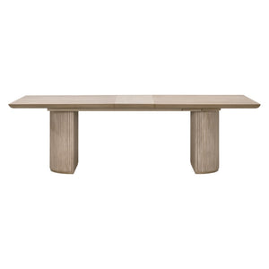 Essentials For Living Halloway Extension Dining Table - Modern Acacia Wood Design With Reeded Pedestal & Leaf For 8 Guests Natural Gray Acacia Solid Acacia Wood,Mdf,Plywood,Acacia Veneer 6037.Ng