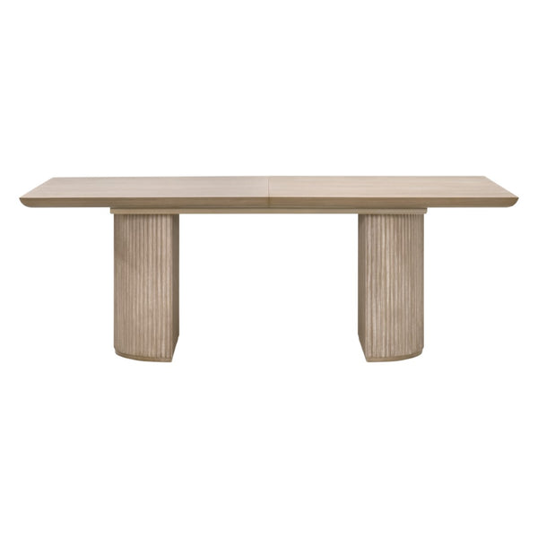 Essentials For Living Halloway Extension Dining Table - Modern Acacia Wood Design With Reeded Pedestal & Leaf For 8 Guests Natural Gray Acacia Solid Acacia Wood,Mdf,Plywood,Acacia Veneer 6037.Ng