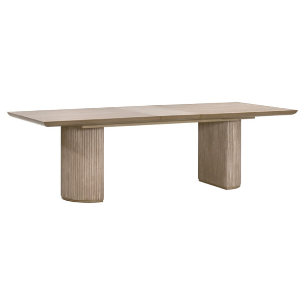 Essentials For Living Halloway Extension Dining Table - Modern Acacia Wood Design With Reeded Pedestal & Leaf For 8 Guests Natural Gray Acacia Solid Acacia Wood,Mdf,Plywood,Acacia Veneer 6037.Ng