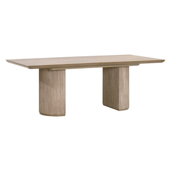 Essentials For Living Halloway Extension Dining Table - Modern Acacia Wood Design With Reeded Pedestal & Leaf For 8 Guests Natural Gray Acacia Solid Acacia Wood,Mdf,Plywood,Acacia Veneer 6037.Ng