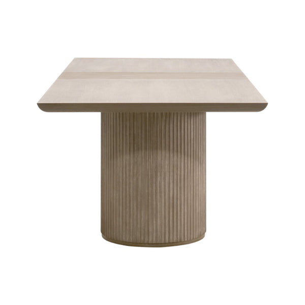 Essentials For Living Halloway Extension Dining Table - Modern Acacia Wood Design With Reeded Pedestal & Leaf For 8 Guests Natural Gray Acacia Solid Acacia Wood,Mdf,Plywood,Acacia Veneer 6037.Ng