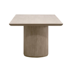 Essentials For Living Halloway Extension Dining Table - Modern Acacia Wood Design With Reeded Pedestal & Leaf For 8 Guests Natural Gray Acacia Solid Acacia Wood,Mdf,Plywood,Acacia Veneer 6037.Ng