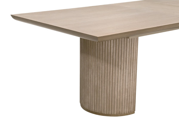 Essentials For Living Halloway Extension Dining Table - Modern Acacia Wood Design With Reeded Pedestal & Leaf For 8 Guests Natural Gray Acacia Solid Acacia Wood,Mdf,Plywood,Acacia Veneer 6037.Ng