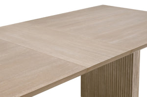 Essentials For Living Halloway Extension Dining Table - Modern Acacia Wood Design With Reeded Pedestal & Leaf For 8 Guests Natural Gray Acacia Solid Acacia Wood,Mdf,Plywood,Acacia Veneer 6037.Ng