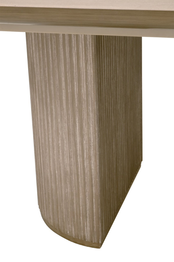 Essentials For Living Halloway Extension Dining Table - Modern Acacia Wood Design With Reeded Pedestal & Leaf For 8 Guests Natural Gray Acacia Solid Acacia Wood,Mdf,Plywood,Acacia Veneer 6037.Ng