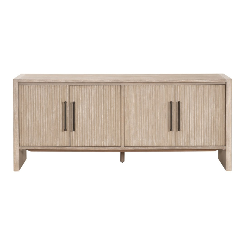 Essentials For Living Halloway Media Sideboard - Stylish Gray Acacia Storage With Reeded Doors & Antique Bronze Handles Natural Gray Acacia Solid Acacia Wood,Mdf,Plywood,Acacia Veneer 6038.Ng