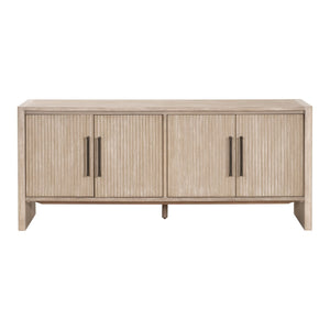 Essentials For Living Halloway Media Sideboard - Stylish Gray Acacia Storage With Reeded Doors & Antique Bronze Handles Natural Gray Acacia Solid Acacia Wood,Mdf,Plywood,Acacia Veneer 6038.Ng