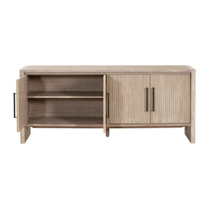 Essentials For Living Halloway Media Sideboard - Stylish Gray Acacia Storage With Reeded Doors & Antique Bronze Handles Natural Gray Acacia Solid Acacia Wood,Mdf,Plywood,Acacia Veneer 6038.Ng
