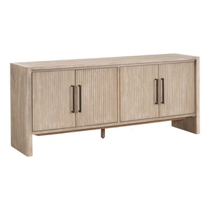 Essentials For Living Halloway Media Sideboard - Stylish Gray Acacia Storage With Reeded Doors & Antique Bronze Handles Natural Gray Acacia Solid Acacia Wood,Mdf,Plywood,Acacia Veneer 6038.Ng