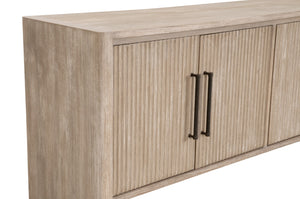 Essentials For Living Halloway Media Sideboard - Stylish Gray Acacia Storage With Reeded Doors & Antique Bronze Handles Natural Gray Acacia Solid Acacia Wood,Mdf,Plywood,Acacia Veneer 6038.Ng