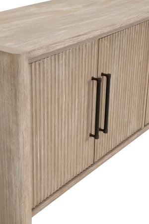 Essentials For Living Halloway Media Sideboard - Stylish Gray Acacia Storage With Reeded Doors & Antique Bronze Handles Natural Gray Acacia Solid Acacia Wood,Mdf,Plywood,Acacia Veneer 6038.Ng